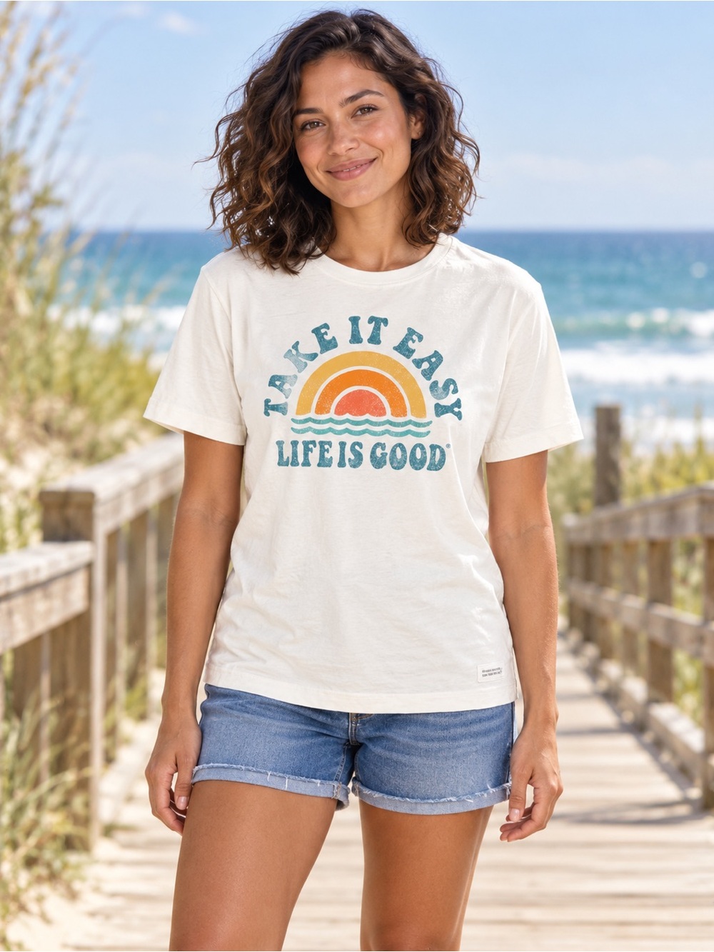 Life Is Good Cream 'Take It Easy' Short Sleeve Graphic Tee